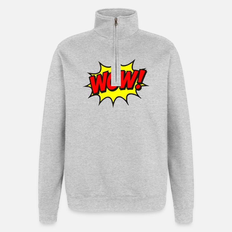 Wow Explosion Pop Art - Sweat à zip 1/4 - gris chiné