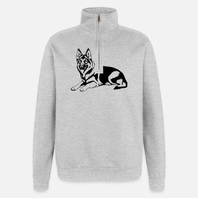 Schäferhund Hunde T-shirt Geschenk - Quarter-Zip-Sweatshirt - Grau meliert