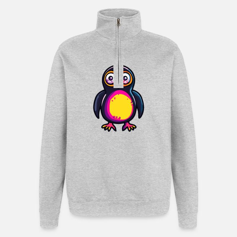 Pinguin Halloween Zombie - Quarter-Zip-Sweatshirt - Grau meliert