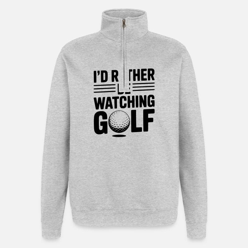 Je préfère regarder le golf - Sweat à zip 1/4 - gris chiné