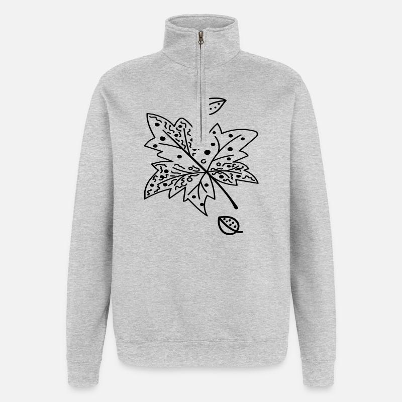 Herbstblatt - Quarter-Zip-Sweatshirt - Grau meliert