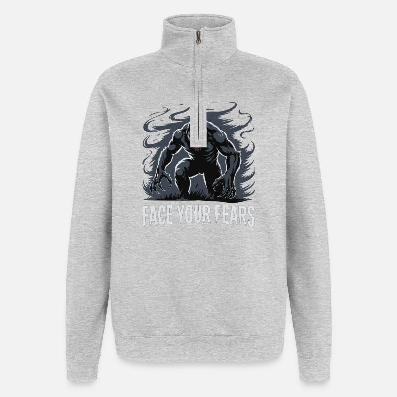 Stelle dich deinen Ängsten, Monster, Nightmare. - Quarter-Zip-Sweatshirt - Grau meliert