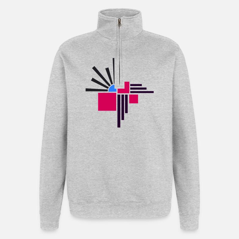 Composition abstraite de Cean - Sweat à zip 1/4 - gris chiné