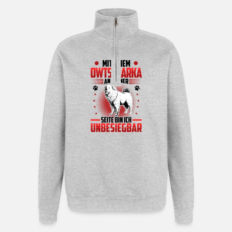 L’imbattable Ovcharka du Caucase - Sweat à zip 1/4 - gris chiné