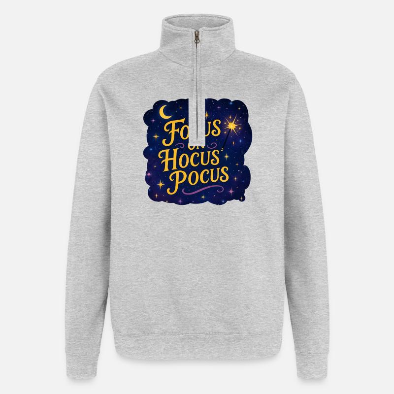 Focus on Hocus Pocus–Magisches Hexenspruch Design - Quarter-Zip-Sweatshirt - Grau meliert