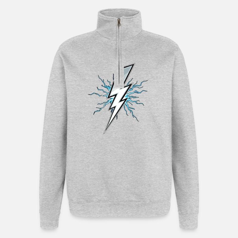 Blitz Blitzschlag Gewitter Strom Sturm - Quarter-Zip-Sweatshirt - Grau meliert