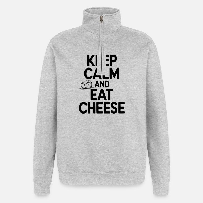 Keep Calm and Eat Cheese - Quarter-Zip Sweatshirt - heather grey