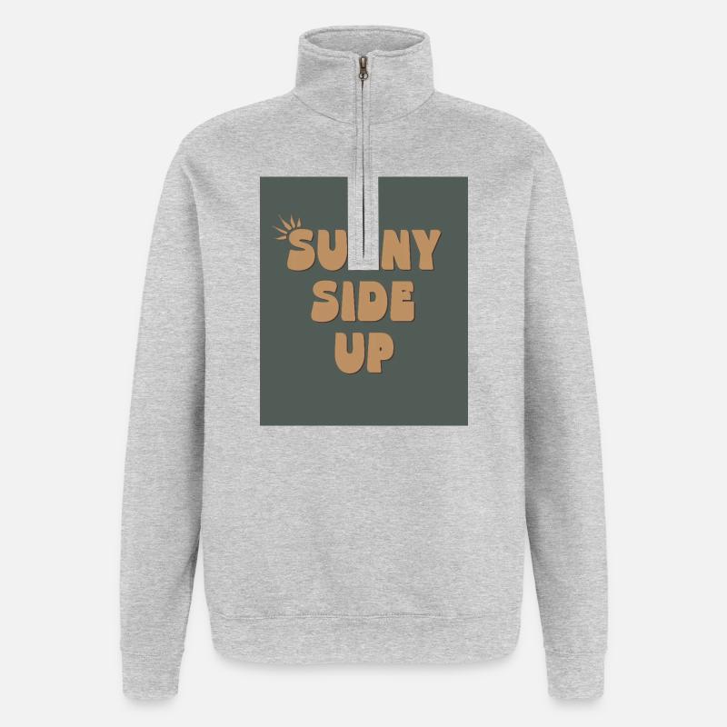 Sunny Side Up – Stay Bright & Positive - Quarter-Zip-Sweatshirt - Grau meliert