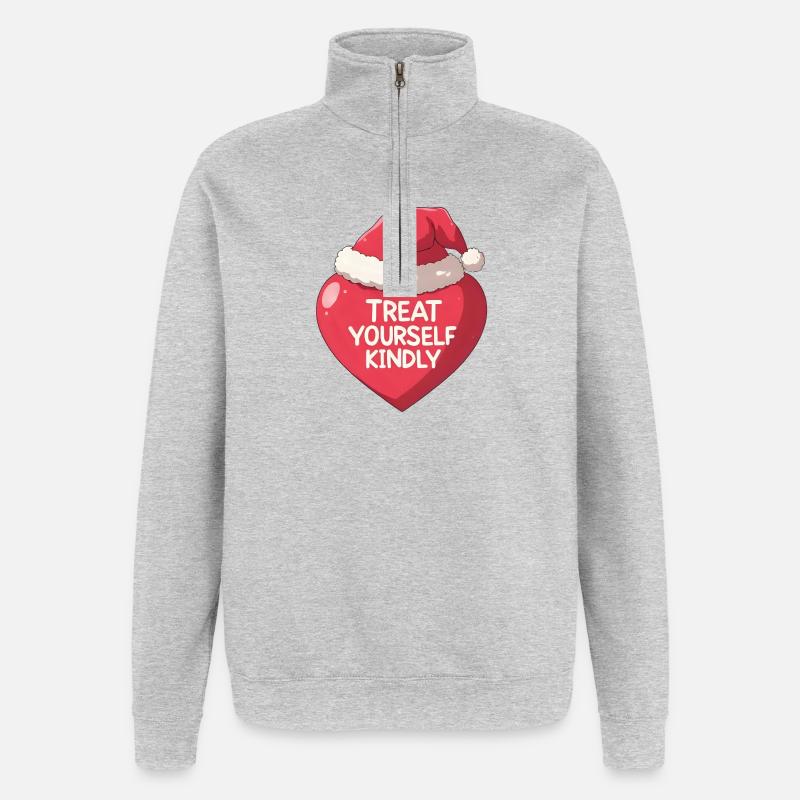 Anime Coeur Traitez-vous gentiment Noël - Sweat à zip 1/4 - gris chiné