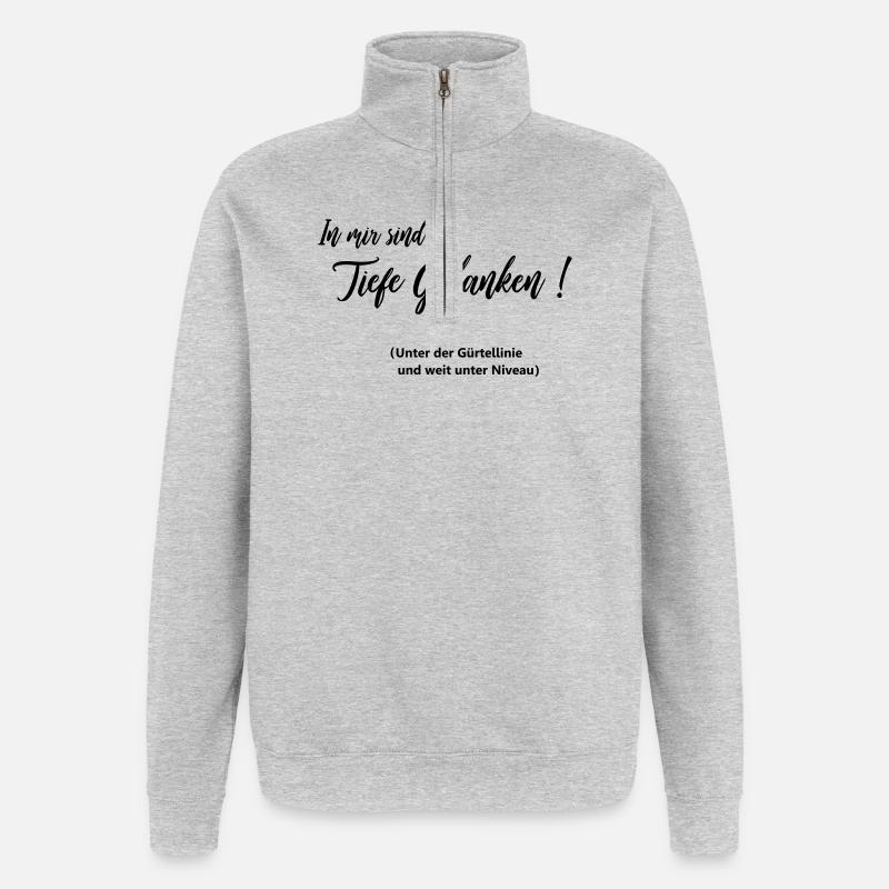 Pensées profondes - Sweat à zip 1/4 - gris chiné
