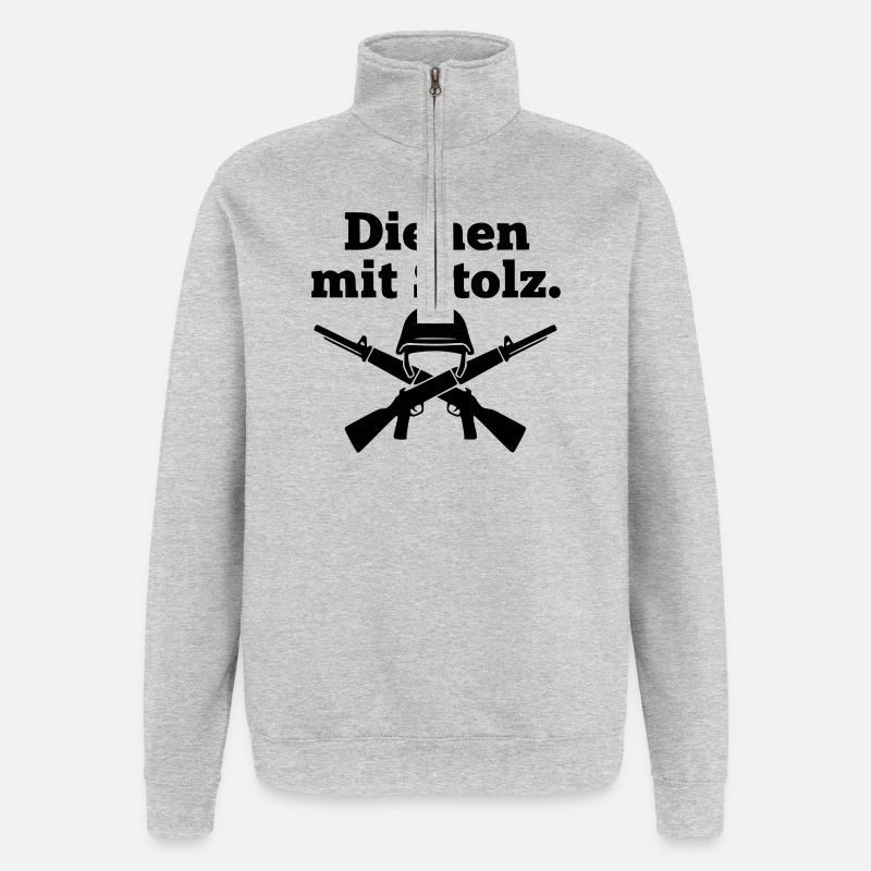 Fier - Sweat à zip 1/4 - gris chiné