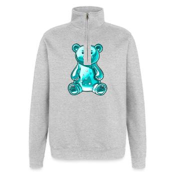 Gummibär Türkis - Quarter-Zip-Sweatshirt - Grau meliert - Vorne - AI Model Female 172 light (172cm) & AI Model Male 178 dark (178cm)