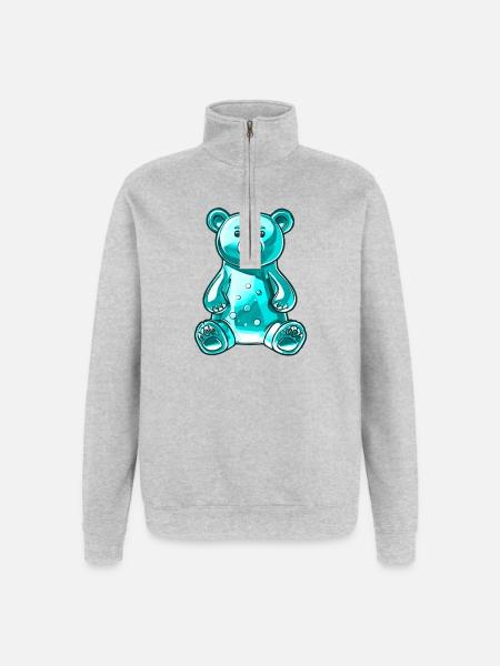 Gummy Bear Turquoise - Quarter-Zip Sweatshirt - heather grey