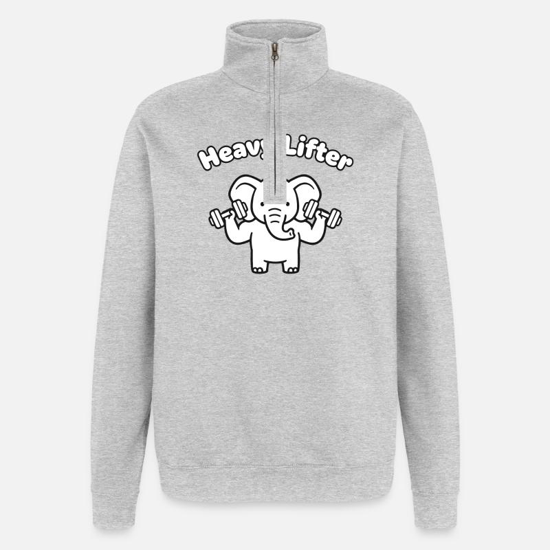 Haltérophile lourd Elephant - Sweat à zip 1/4 - gris chiné