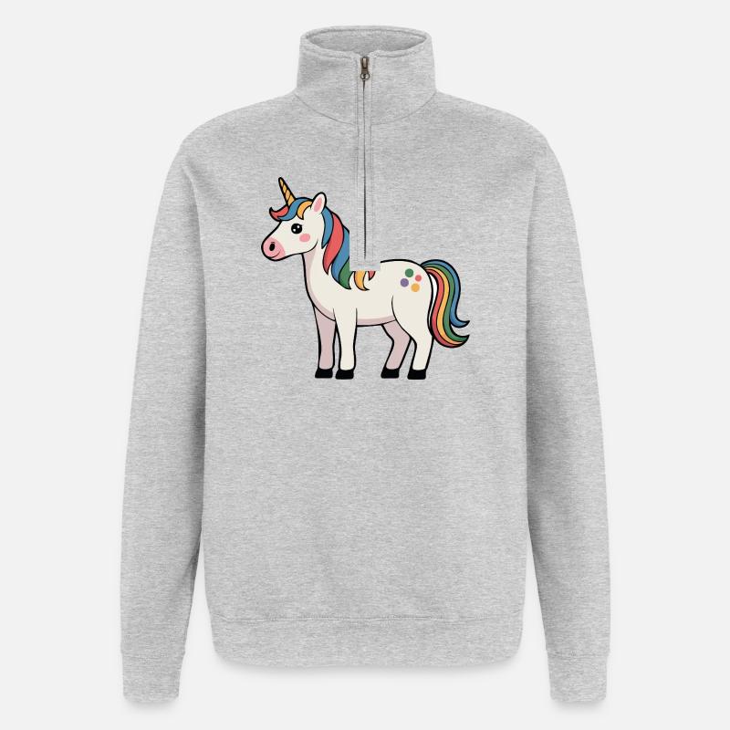 Einhorn - Quarter-Zip-Sweatshirt - Grau meliert