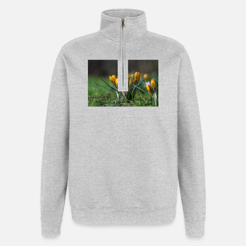 Gros plan de fleurs - Sweat à zip 1/4 - gris chiné