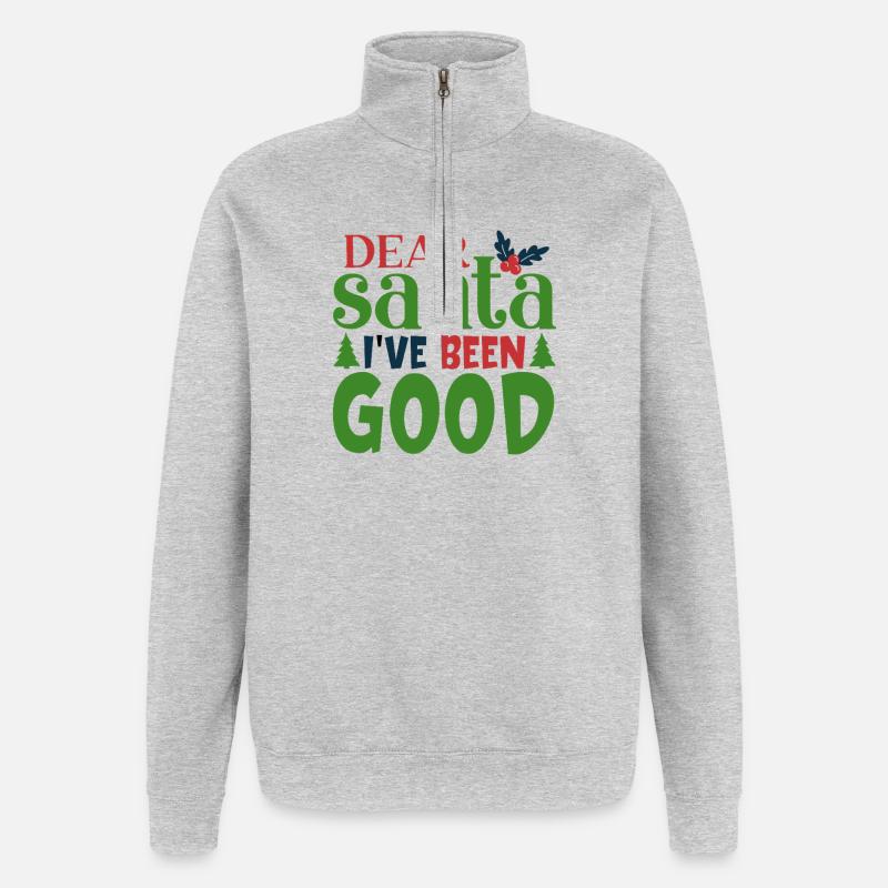 Dear Santa I've Been Good Pattern - Quarter-Zip Sweatshirt - heather grey