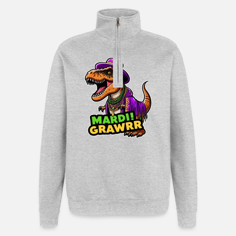 T Rex Carnaval Mardi Gras - Sweat à zip 1/4 - gris chiné