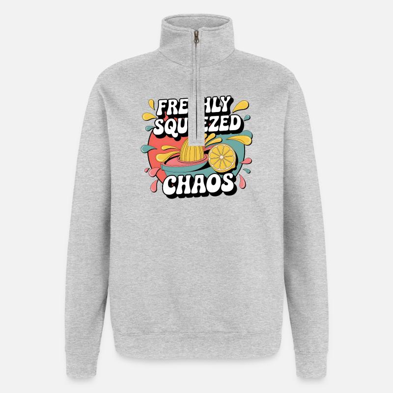 Y2K Pop Humor – Zitrone - Quarter-Zip-Sweatshirt - Grau meliert