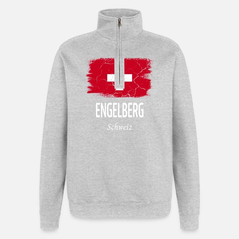 Engelberg - Sweat à zip 1/4 - gris chiné