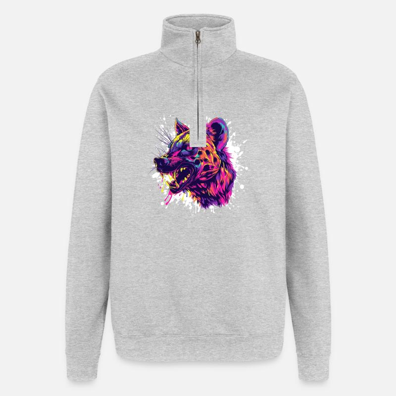 Kojote Kopf Farbsplash - Quarter-Zip-Sweatshirt - Grau meliert