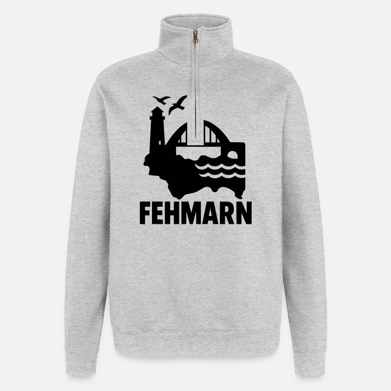 fehmarn schleswig holstein - Quarter-Zip-Sweatshirt - Grau meliert