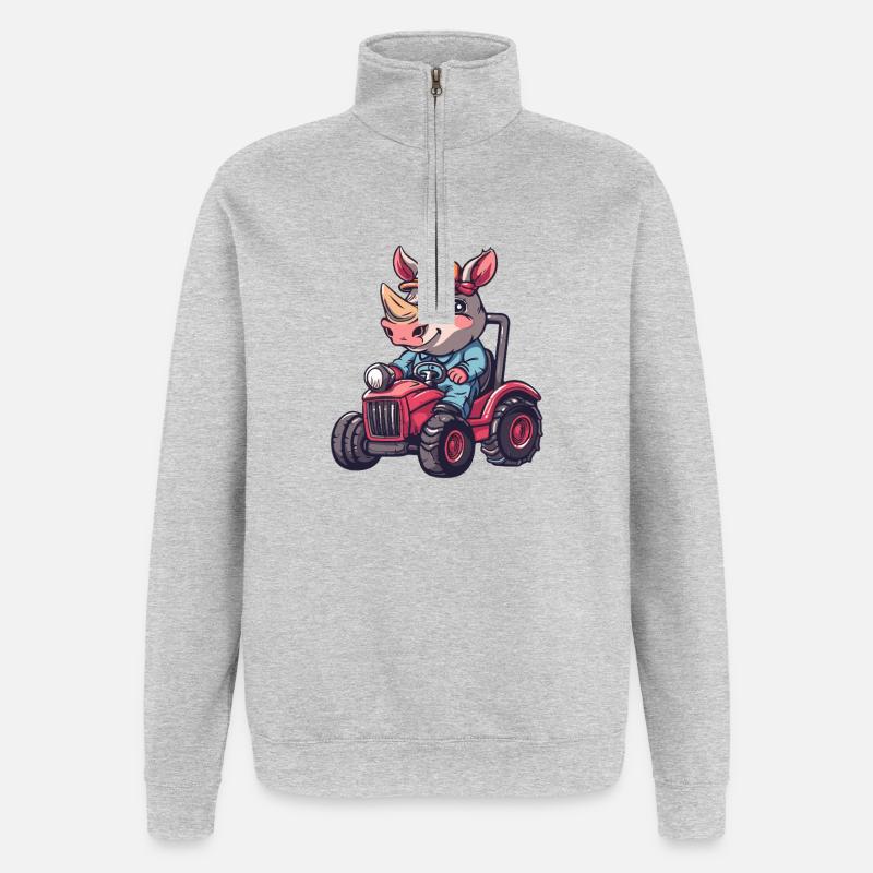 Nashorn Traktor Farmer - Quarter-Zip-Sweatshirt - Grau meliert