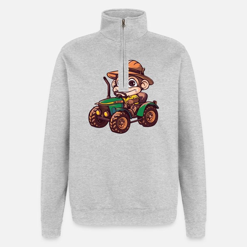 Affe Traktor Farmer - Quarter-Zip-Sweatshirt - Grau meliert