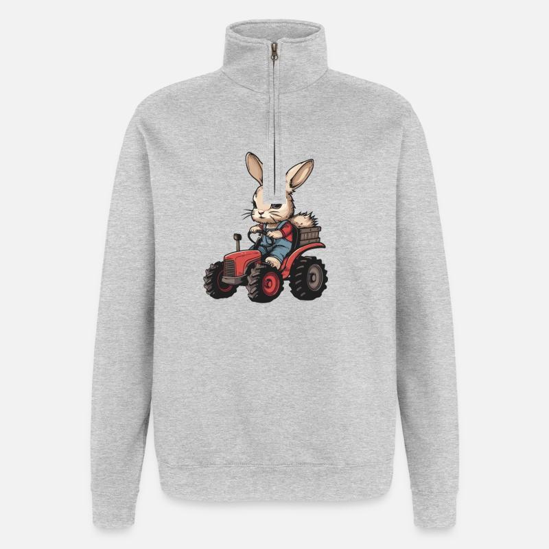 Hase Traktor Farmer - Quarter-Zip-Sweatshirt - Grau meliert