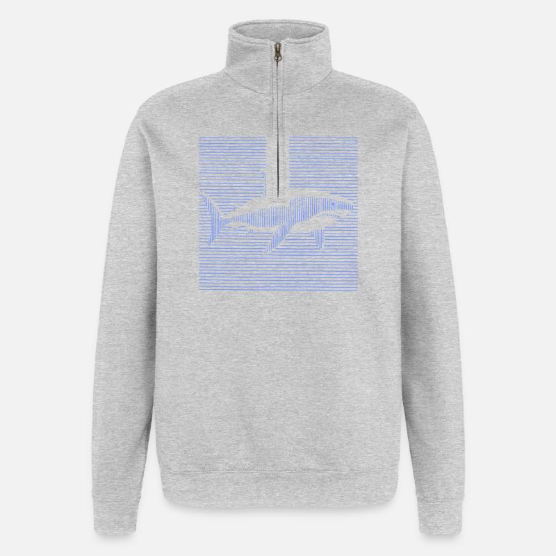 Requin - Sweat à zip 1/4 - gris chiné