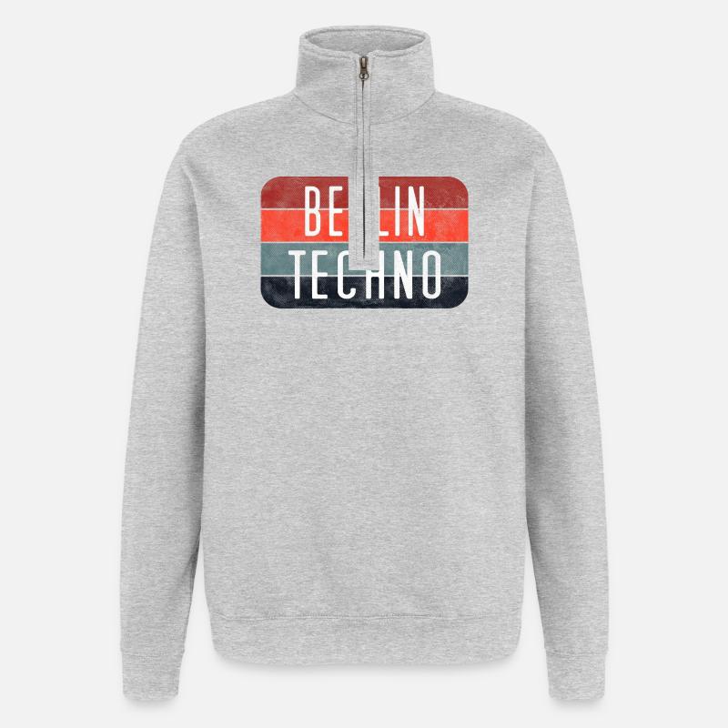 Berlin Techno Text - Quarter-Zip Sweatshirt - heather grey