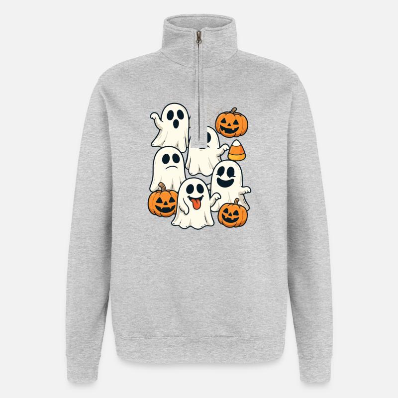 Halloween Ghosts & Ghosts Outfit Ghosts - Sweat à zip 1/4 - gris chiné