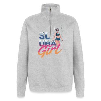 Scuba Girl Taucherin Design - Quarter-Zip-Sweatshirt - Grau meliert - Vorne - AI Model Female 172 light (172cm) & AI Model Male 178 dark (178cm)