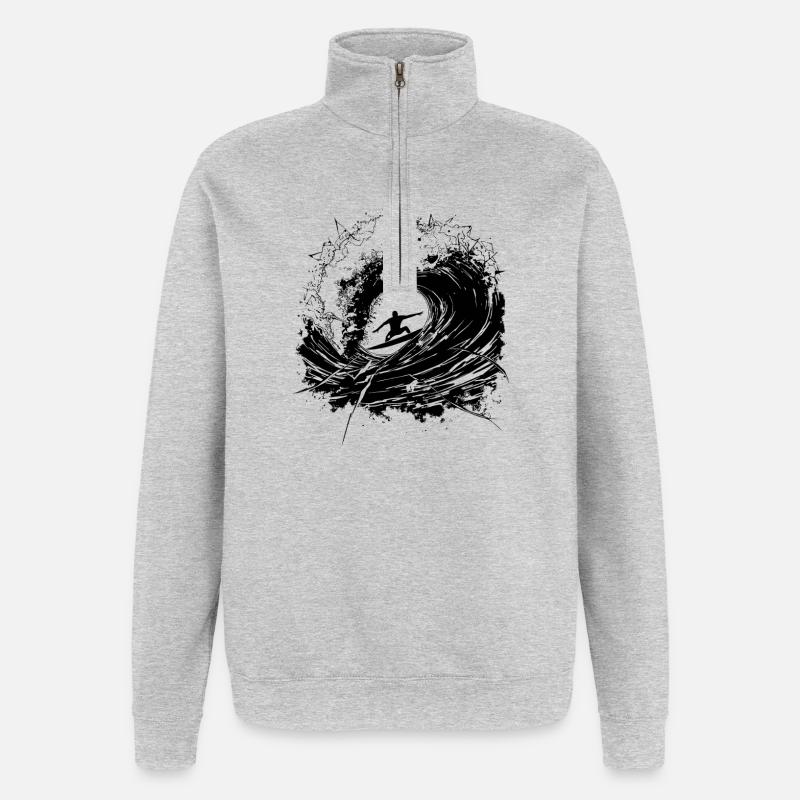 Surf Surfeur énergique Design Surf - Sweat à zip 1/4 - gris chiné