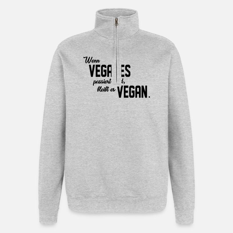 Veganes passiert - Quarter-Zip-Sweatshirt - Grau meliert