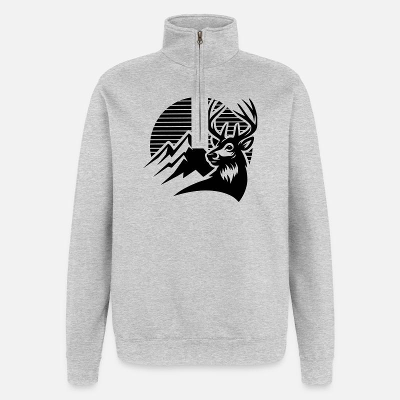 Alpenhirsch - Quarter-Zip-Sweatshirt - Grau meliert