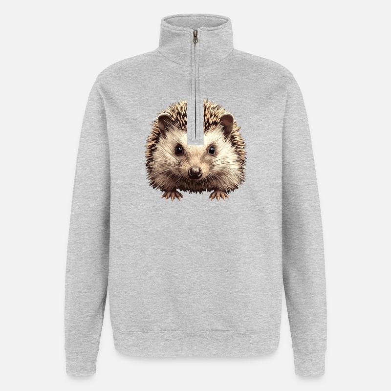 Hérisson - Sweat à zip 1/4 - gris chiné