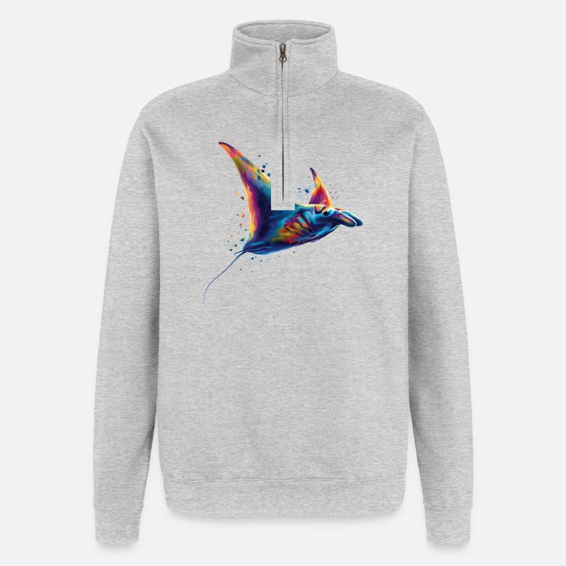 Manta Rochen Teufelsrochen Stachelrochen Taucher - Quarter-Zip-Sweatshirt - Grau meliert