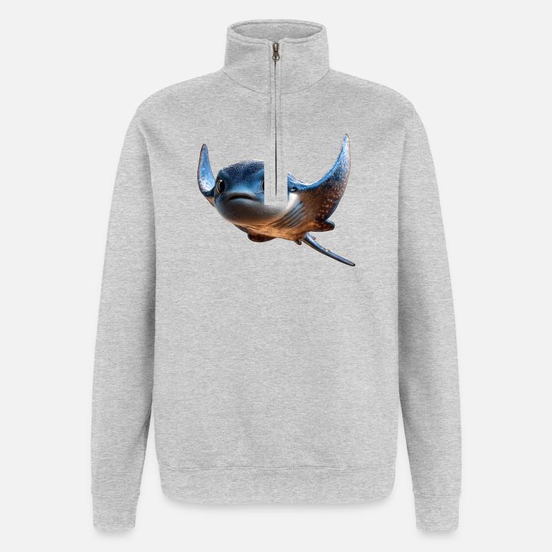 Manta Rochen Teufelsrochen Stachelrochen Taucher - Quarter-Zip-Sweatshirt - Grau meliert