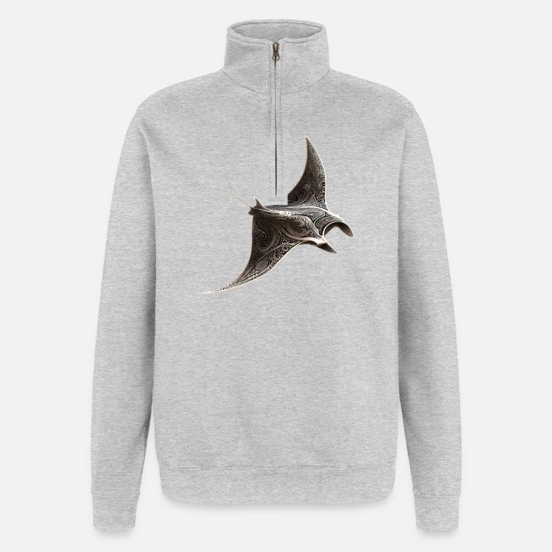 Manta Rochen Teufelsrochen Stachelrochen Taucher - Quarter-Zip-Sweatshirt - Grau meliert