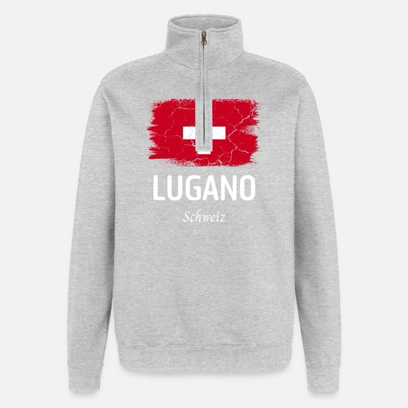 Lugano - Sweat à zip 1/4 - gris chiné