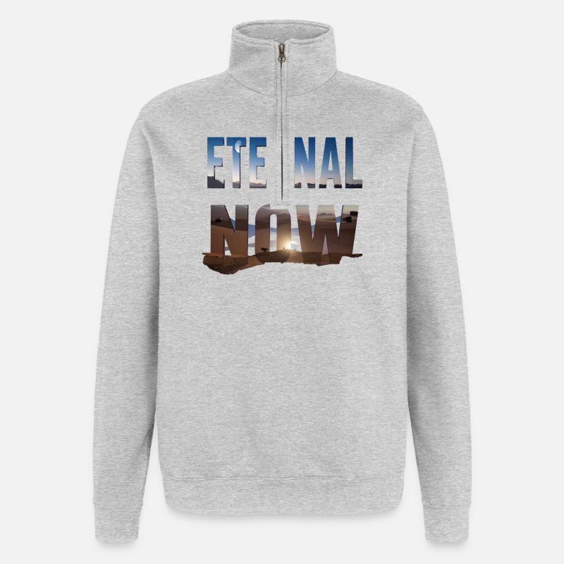 Éternel maintenant - Sweat à zip 1/4 - gris chiné