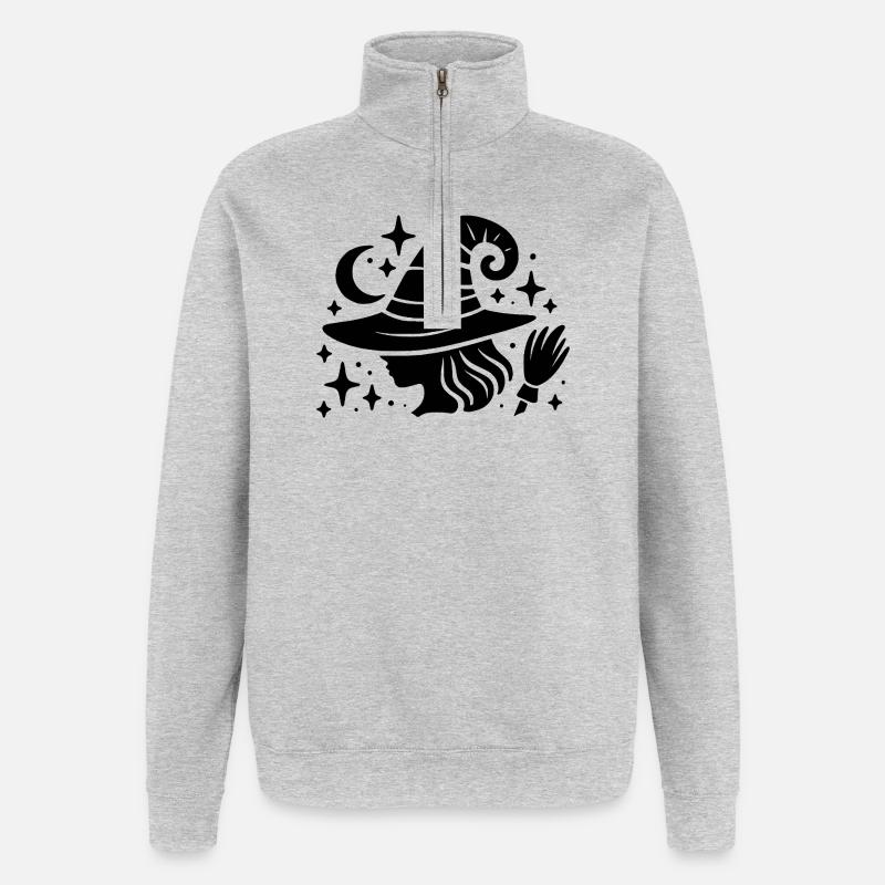 Conception de sorcière - Sweat à zip 1/4 - gris chiné