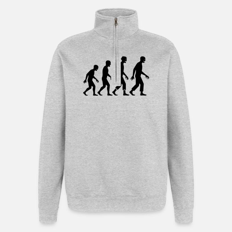Évolution des zombies - Sweat à zip 1/4 - gris chiné