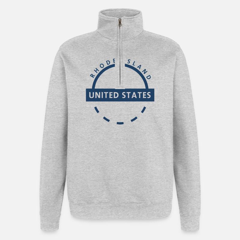 Logo rond du Rhode Island USA - Sweat à zip 1/4 - gris chiné