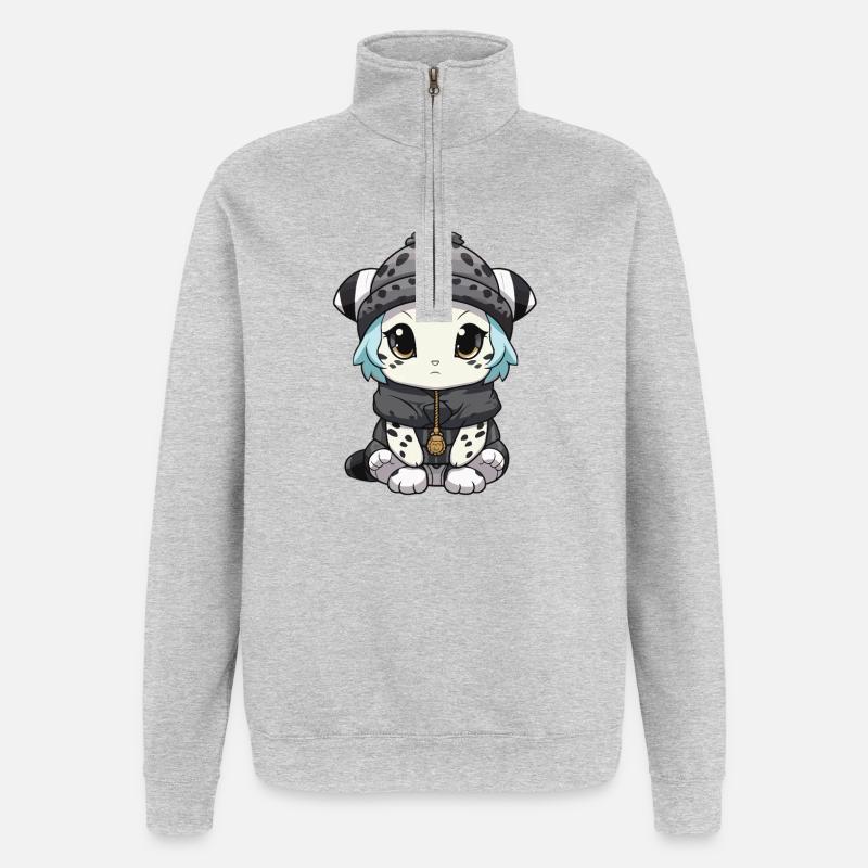 Snow leopard winter leopard baby - Quarter-Zip Sweatshirt - heather grey