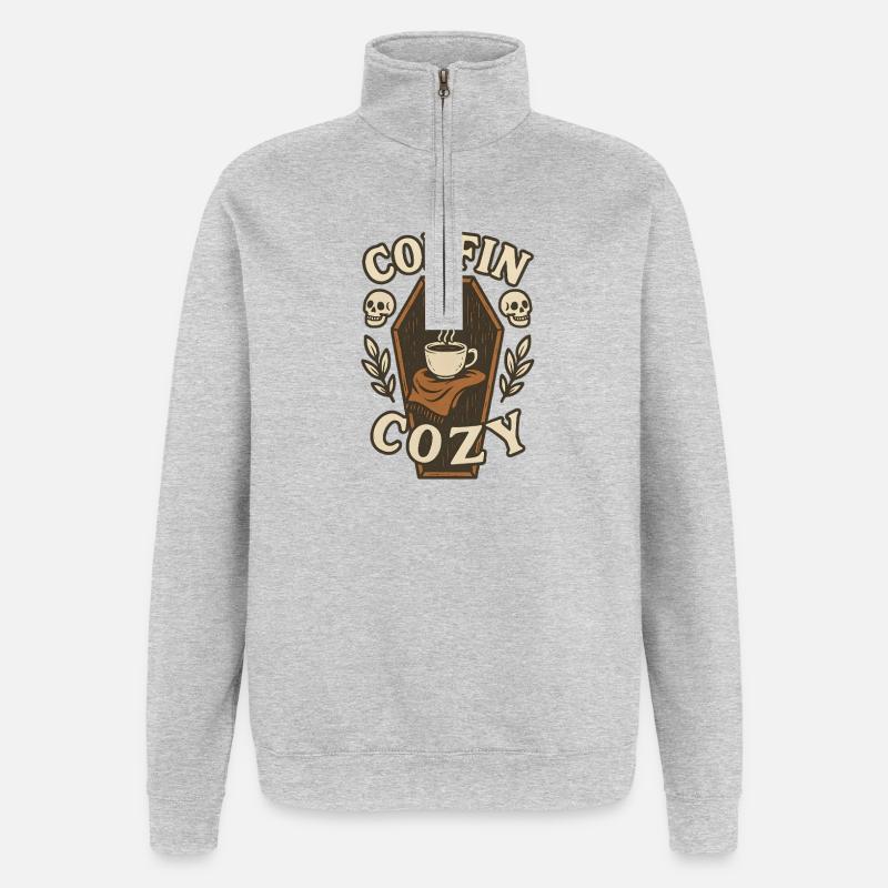Sarg & gemütliche Kaffeelounge, Halloween - Quarter-Zip-Sweatshirt - Grau meliert