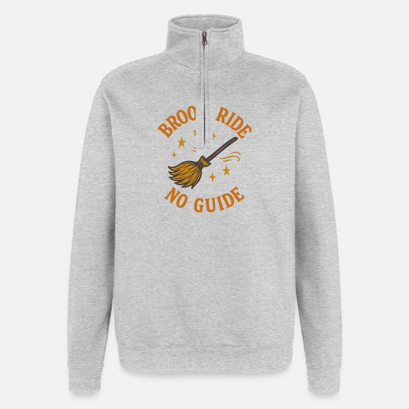 Balade en balade sans guide, Halloween - Sweat à zip 1/4 - gris chiné