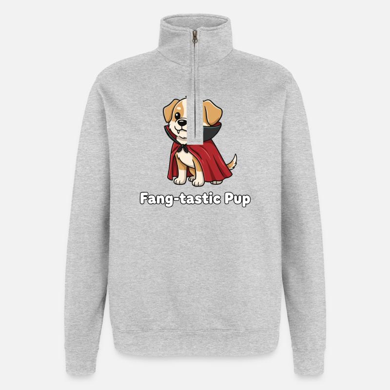 Fangtastischer Welpe Cape - Quarter-Zip-Sweatshirt - Grau meliert