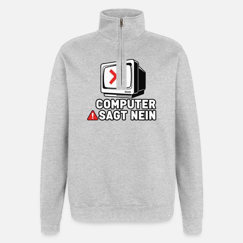 Computer Sagt Nein Retro Pixel - Quarter-Zip-Sweatshirt - Grau meliert